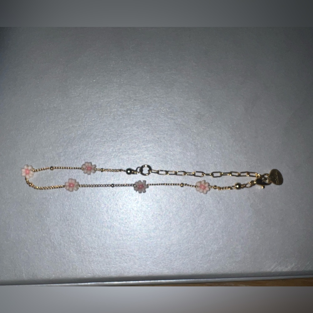 Gold and Pink Floral Bracelet - Picture 2 of 2